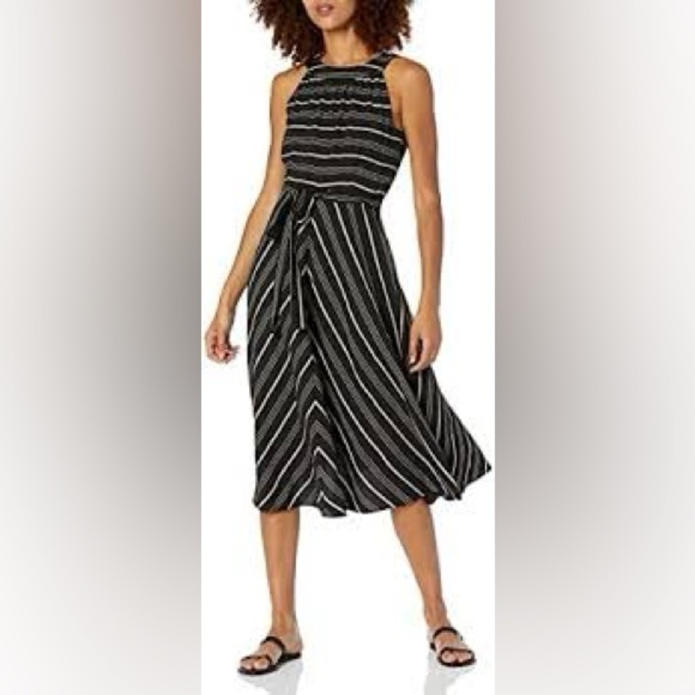 Tommy Hilfiger Black and White Tie Front Halter Dress, size 10